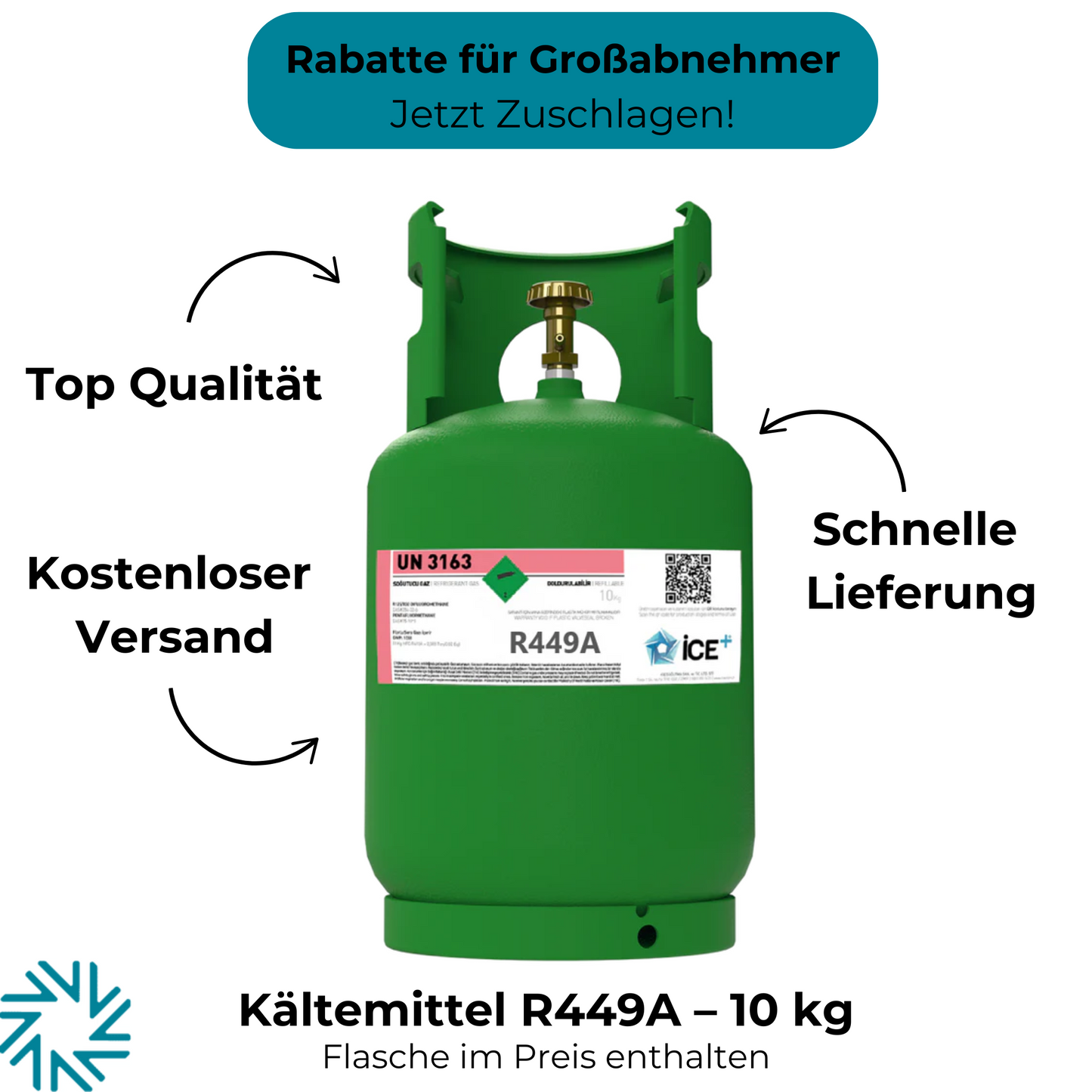 R449A air conditioning gas refrigerant filling weight 10 kg rechargeable cylinder 1/4 connection