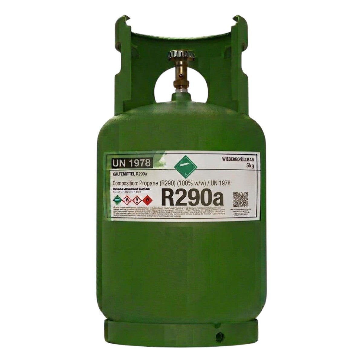 R290 Klimagas Kältemittel – 5 kg aufladbarer Zylinder 1/4 Anschluss
