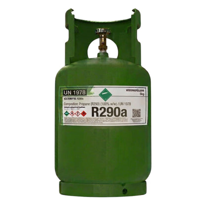 R290 Klimagas Kältemittel – 5 kg aufladbarer Zylinder 1/4 Anschluss
