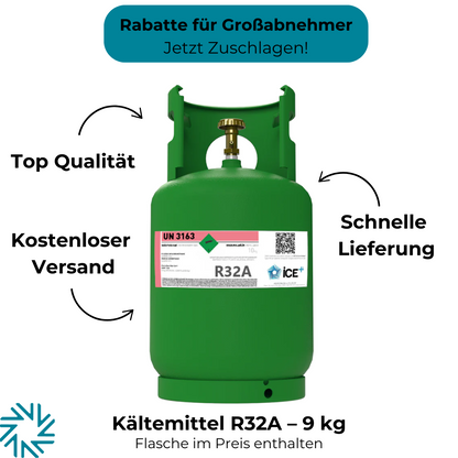 R32A Klimagas Kältemittel Füllgewicht 9 Kg Aufladbarem  Zylinder  1/4 Anschluss